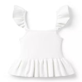 Ribbed Peplum Ruffle Top