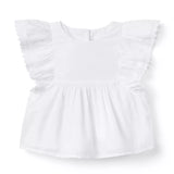 Lace Trim Flutter Sleeve Top