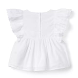 Lace Trim Flutter Sleeve Top