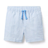 Striped Linen-Cotton Pull-On Short
