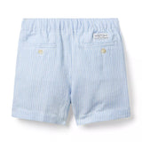 Striped Linen-Cotton Pull-On Short