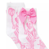 Bunny Toile Bow Sock