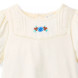 Embroidered Floral Puff Sleeve Top