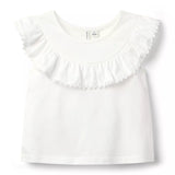 Lace Trim Ruffle Top