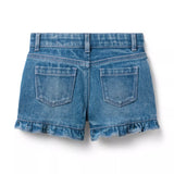 Denim Ruffle Cuff Short In Medium Wash