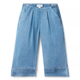 Chambray Wide Leg Pleated Trouser