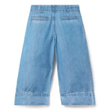 Chambray Wide Leg Pleated Trouser