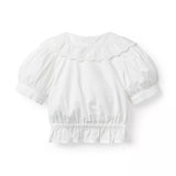 Eyelet Collar Pintuck Top