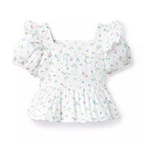 Floral Puff Sleeve Peplum Top