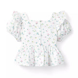 Floral Puff Sleeve Peplum Top