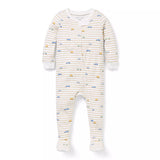 Baby Organic Cotton Striped Car Footed Pyjamas