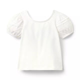 Crochet Trim Puff Sleeve Top