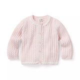 Baby Lace Trim Cable Knit Cardigan