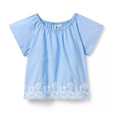 Embroidered Floral Hem Top