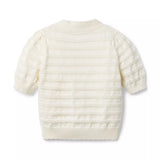 Pointelle Puff Sleeve Cardigan