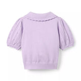 Embroidered Pointelle Sweater Top