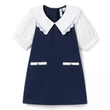 Lace Trim Collar Ponte Dress