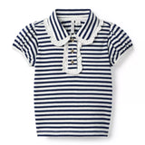 Striped Puff Sleeve Polo