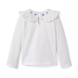 Embroidered Collar Top