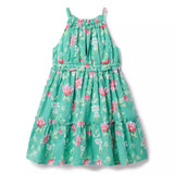 Floral Halter Ruffle Dress