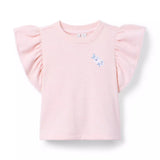 French Terry Embroidered Floral Top