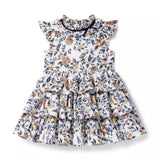 Floral Flutter Sleeve Tiered Dress