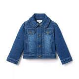 Denim Ruffle Collar Jacket In Medium Wash