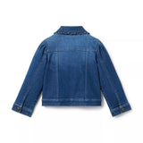 Denim Ruffle Collar Jacket In Medium Wash