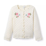 Embroidered Floral Pointelle Cardigan