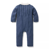 Baby Cable Knit Collared One-Piece