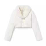 Faux Fur Collar Cropped Cardigan
