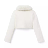 Faux Fur Collar Cropped Cardigan