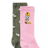 Cowgirl Boot And Floral Sock 2-Pack
