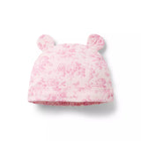 Baby Floral Toile Bear Ear Beanie
