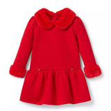 Quilted Faux Fur Collar Dress