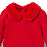 Quilted Faux Fur Collar Dress