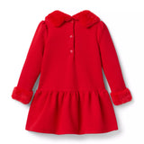 Quilted Faux Fur Collar Dress