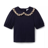 Leopard Ruffle Collar Top