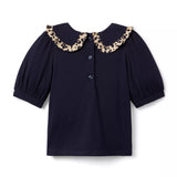 Leopard Ruffle Collar Top